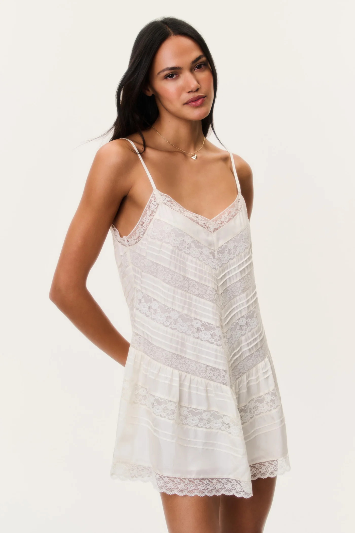 Bessette Silk Lace Mini Dress | LoveShackFancy
