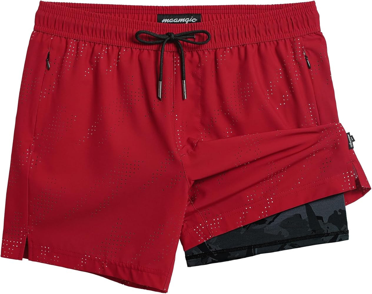 maamgic Mens Swim Trunks with Compression Liner 5 Inch Inseam Quick Dry Board Shorts with Zipper ... | Amazon (US)