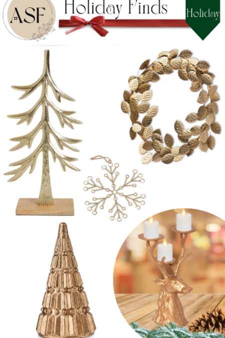 Holiday home decor, gold decor, candleholders, wreaths, gold trees, holiday home 

#LTKHoliday #LTKhome #LTKSeasonal