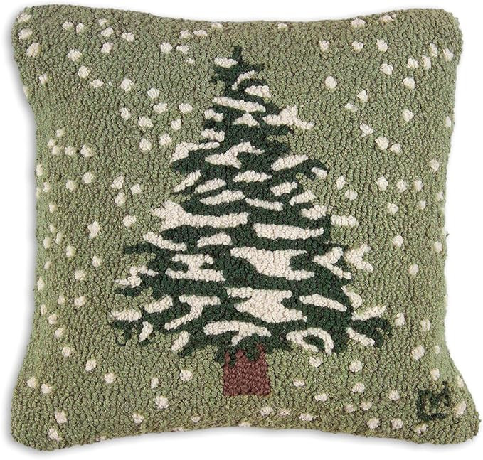 Artist-Designed Flurries Hand-Hooked Wool Decorative Throw Pillow (18 in x 18 in) Christmas Pillo... | Amazon (US)