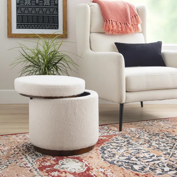 Thurleigh 18'' Wide Round Storage Ottoman with Storage | Wayfair North America