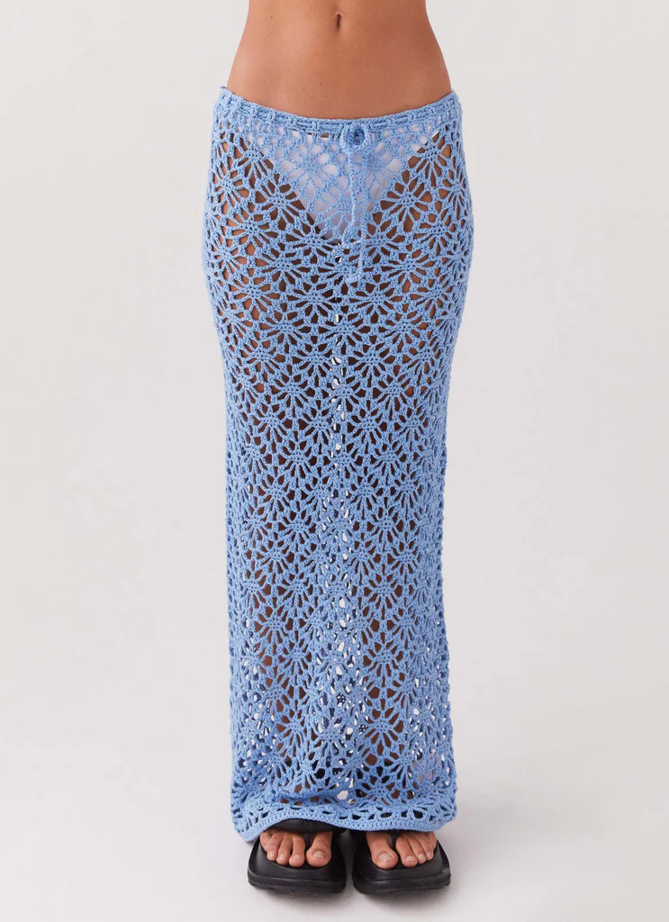Merliah Crochet Maxi Skirt - Blue | Peppermayo (Global)