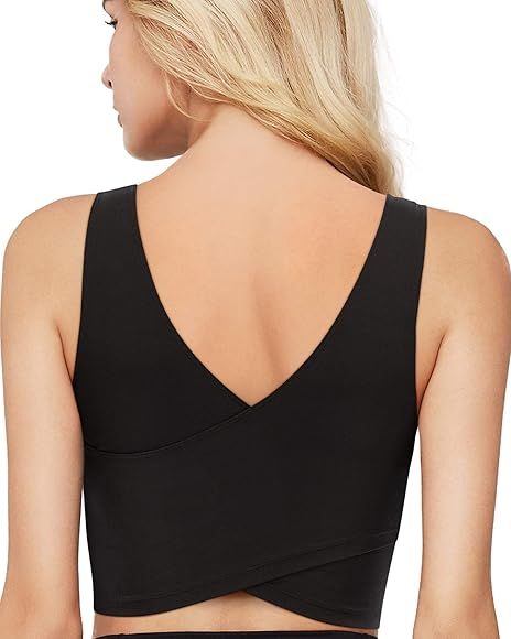 V-Neck Sports Bras for Women - Wirefree Padded Yoga Bra Running Workout Aesthetic Crop Tank Tops | Amazon (US)
