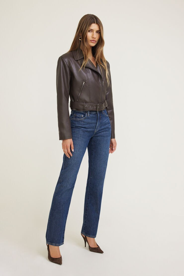 Belted Faux Leather Moto Jacket | Dynamite Clothing