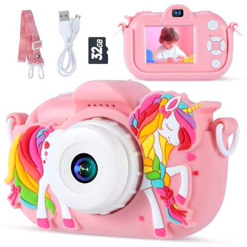 Kids Camera for Girls Ages 3-8, Toddler Camera with 1080P Video and 32GB SD Card, Cute Digital Camera for Kids for 4 Year Old Girl | Amazon (US)