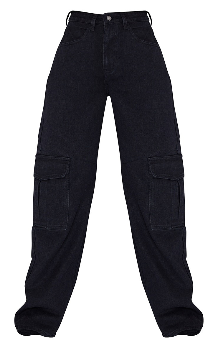 Washed Black Cargo Side Pocket Wide Leg Jeans | PrettyLittleThing US