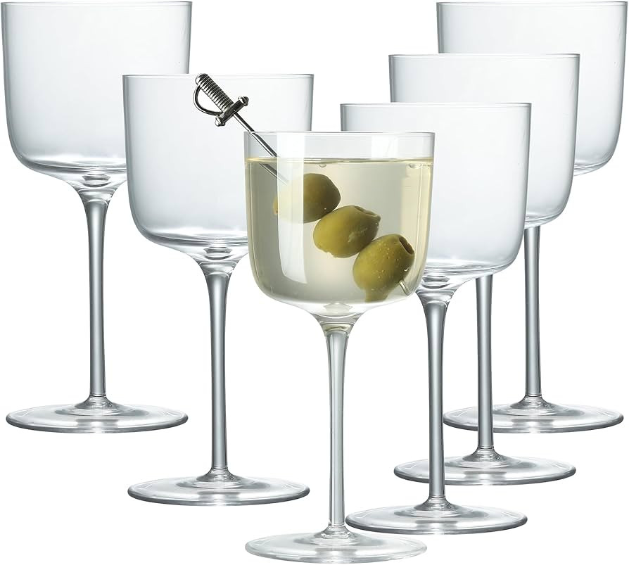 Nick and Nora Cocktail Glasses, 6.17 Oz Hand Blown Martini Glasses, Lead-Free Crystal, Set of 6 | Amazon (US)