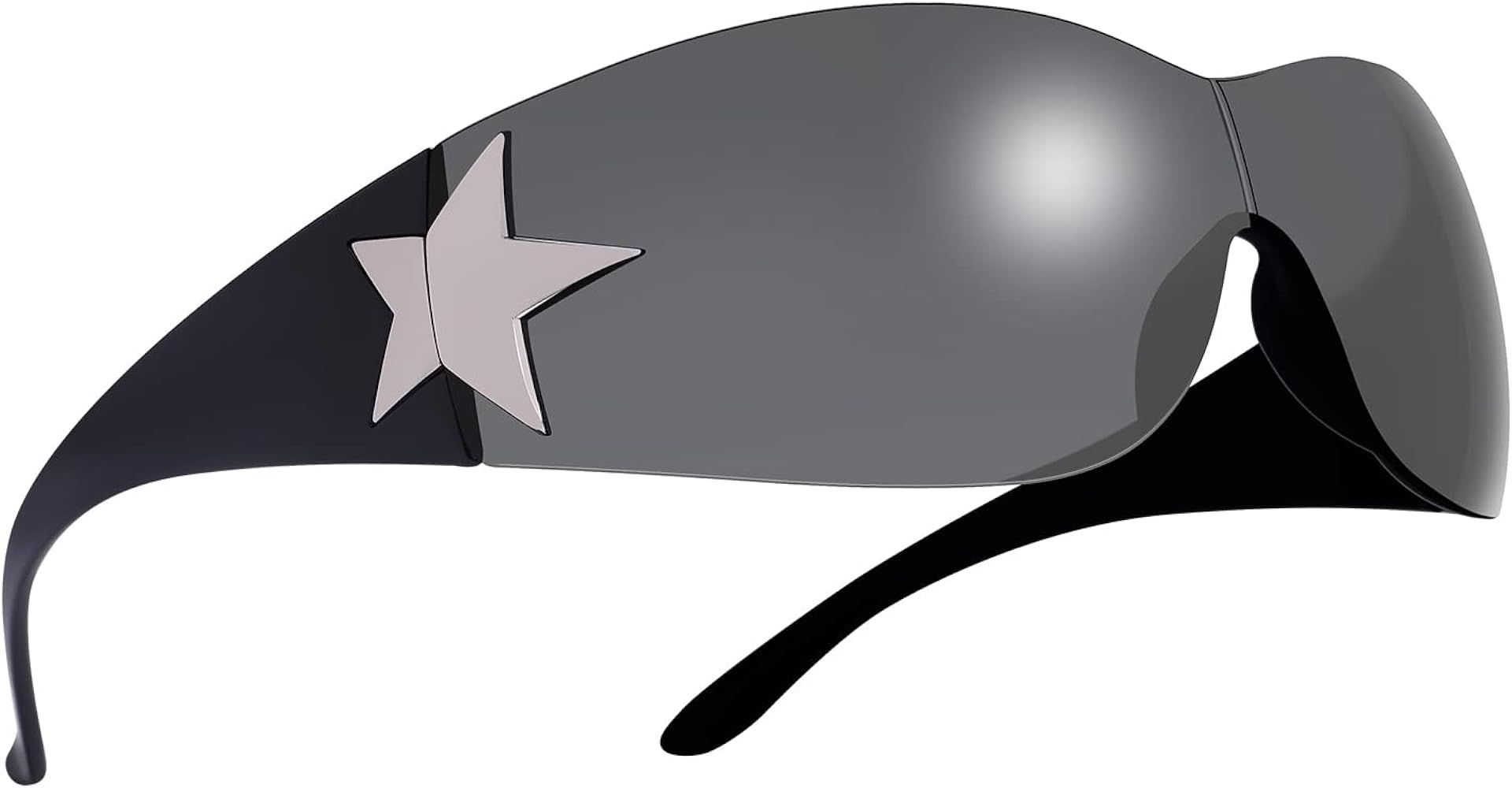 Rimless Y2K Sunglasses for Women Men,Trendy Shield Wrap Around Sunglasses Oversized Fashion Frame... | Amazon (US)