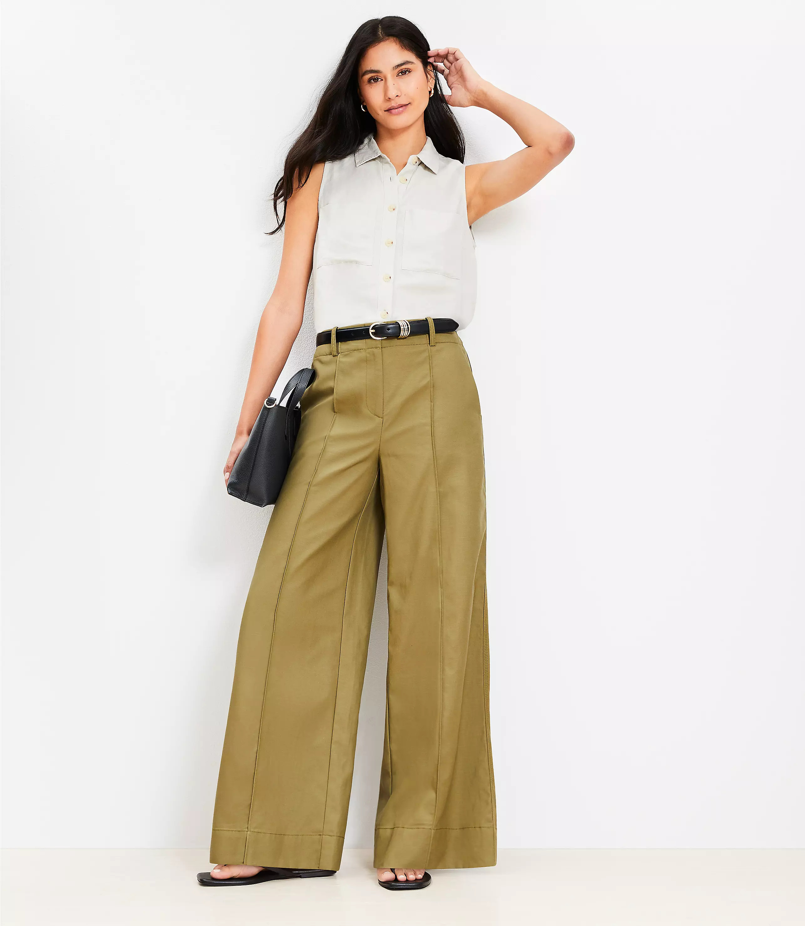 Pintucked Wide Leg Pants | LOFT