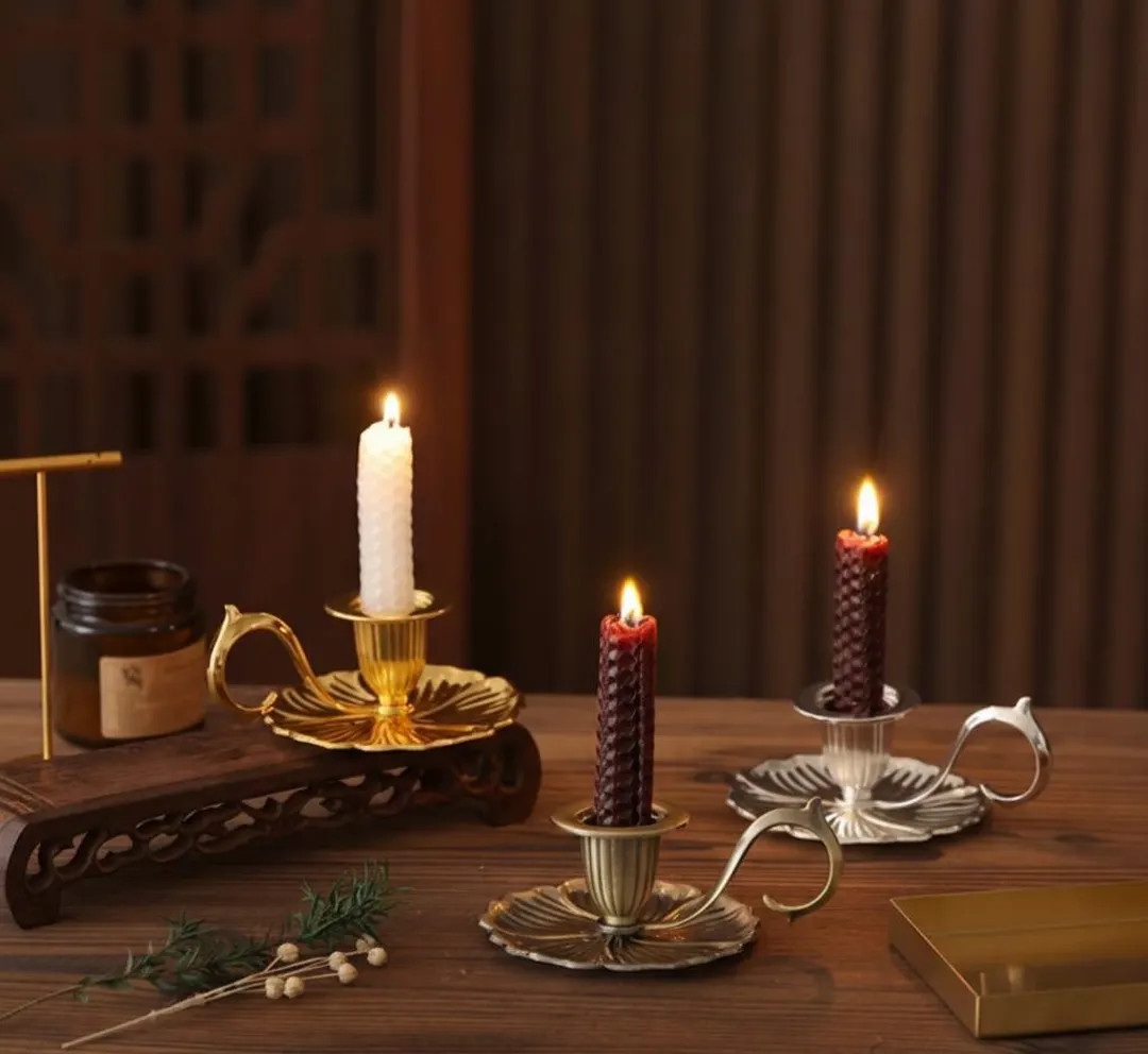 Vintage Brass Finish Handheld Gold Silver Bronze Candle Holder With Handle, Antique Style Metal C... | Etsy (US)