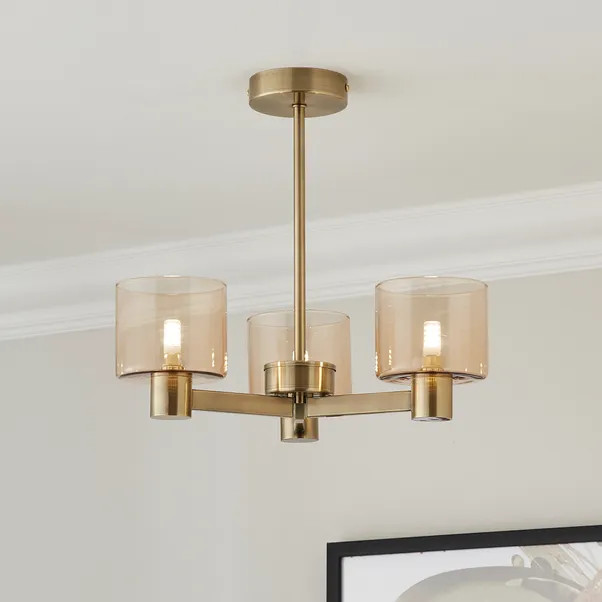 Erin 3 Light Semi Flush Ceiling Light | Dunelm