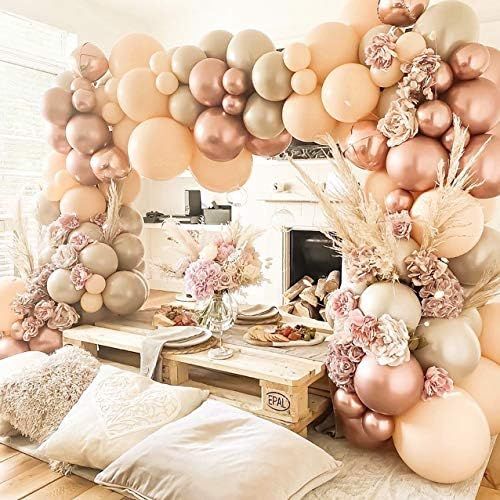 Blush Ivory Balloons Garland Kit Pastel Ivory Nude Brown Rose Gold Metallic Balloons Arch kit 80pcs: | Amazon (US)