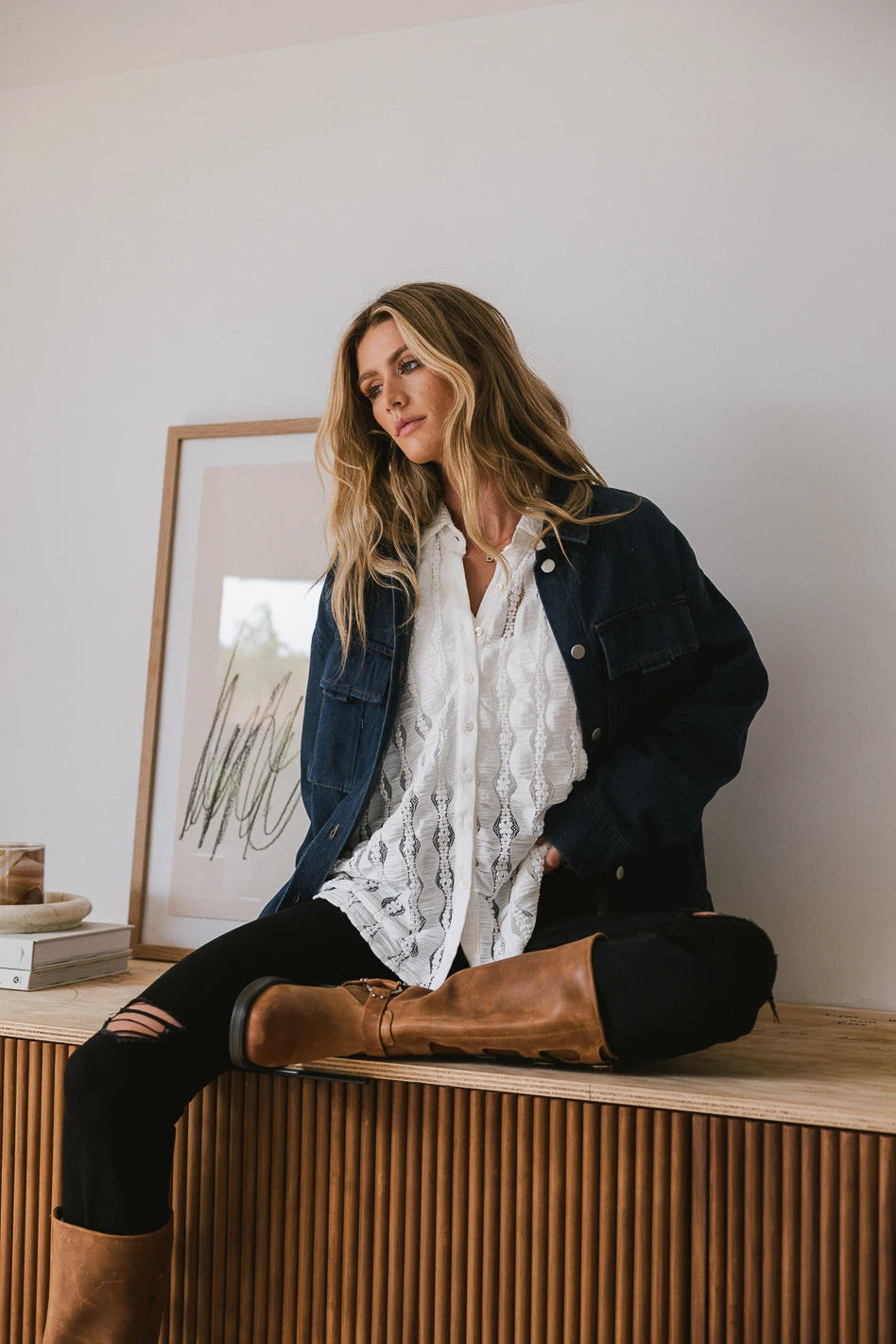 Dakota Lace Button Up in White | Böhme US