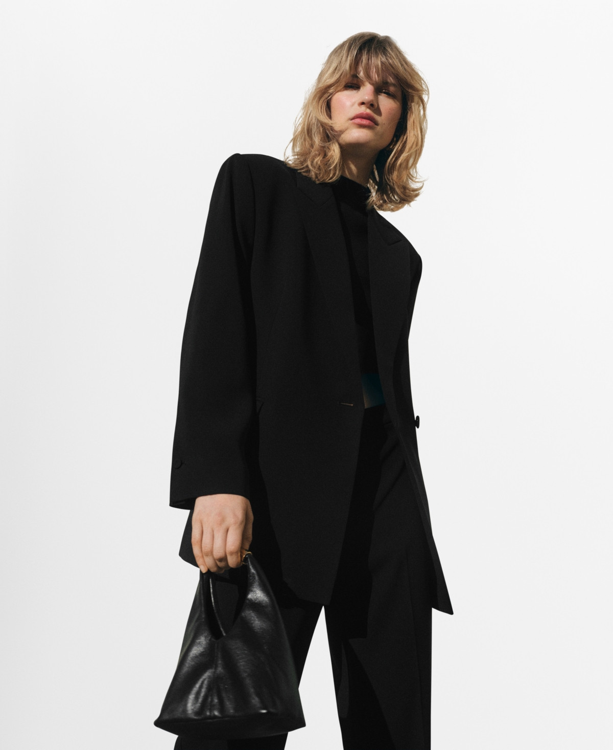 Mango Women's Double-Breasted Suit Jacket - Black | Macy's
