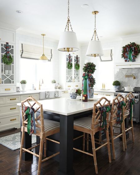 Kitchen Christmas decor! Our bar stools are gorgeous dressed with ribbon! Sharing our stools, Christmas decor and kitchen links!!

#LTKhome #LTKHoliday #LTKstyletip