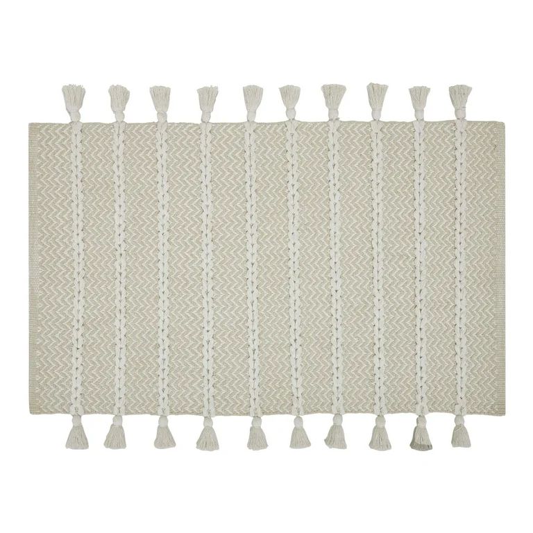 My Texas House Knotted Stripe Ivory/Beige Cotton Scatter Area Rug, 27" x 45" | Walmart (US)