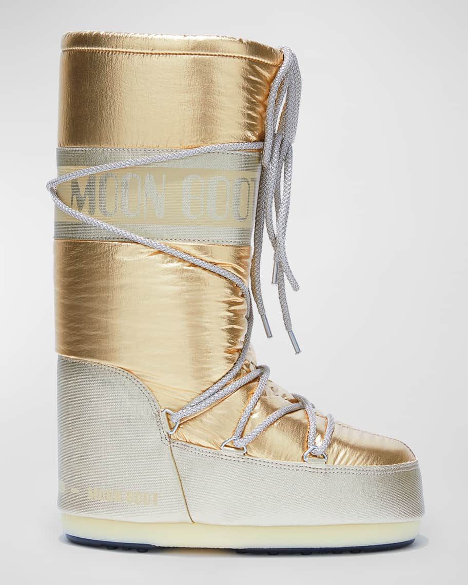 Moon Boot Icon Metallic Lace-Up Snow Boots | Neiman Marcus