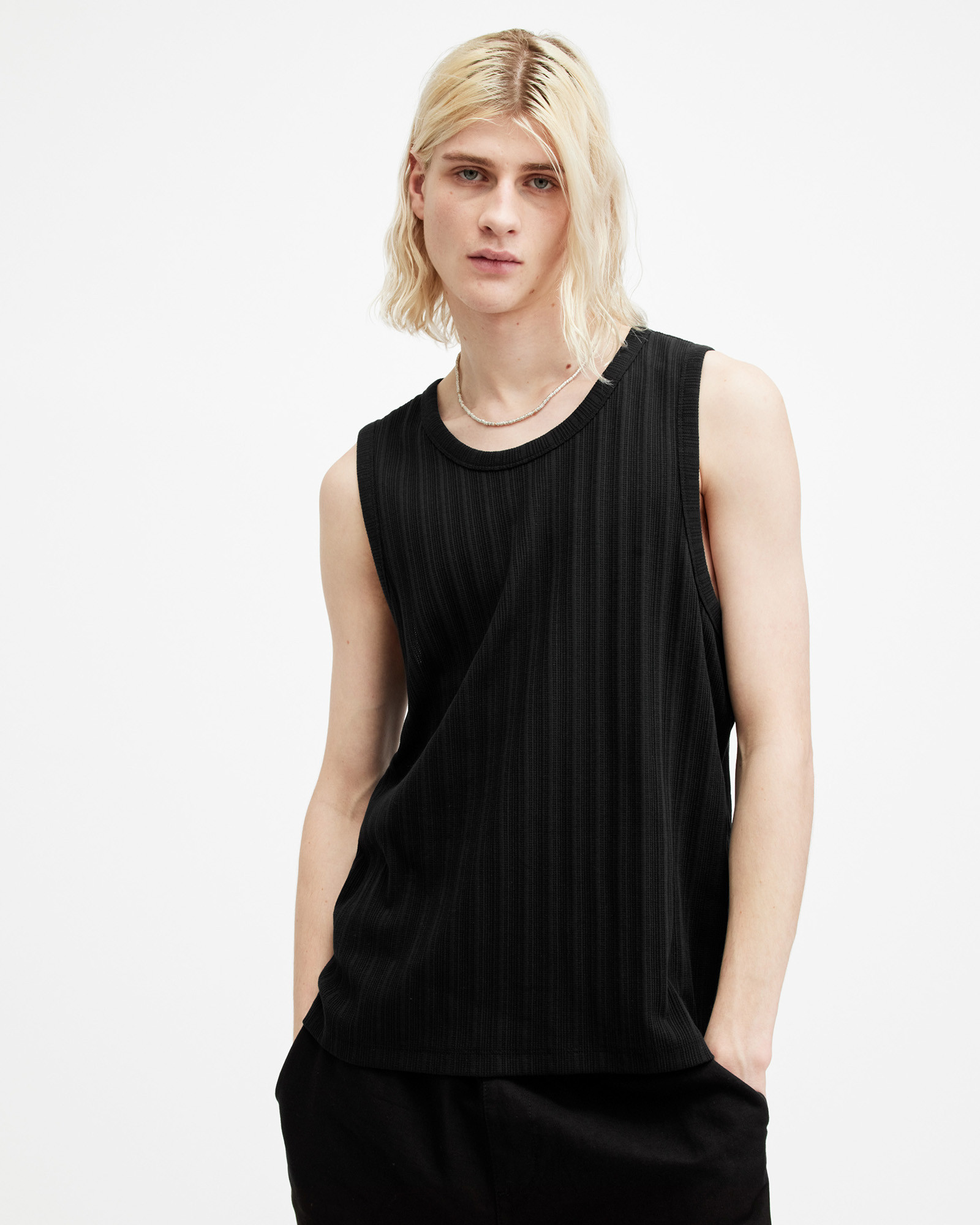 Madison Textured Sleeveless Vest Top Jet Black | ALLSAINTS US | AllSaints US