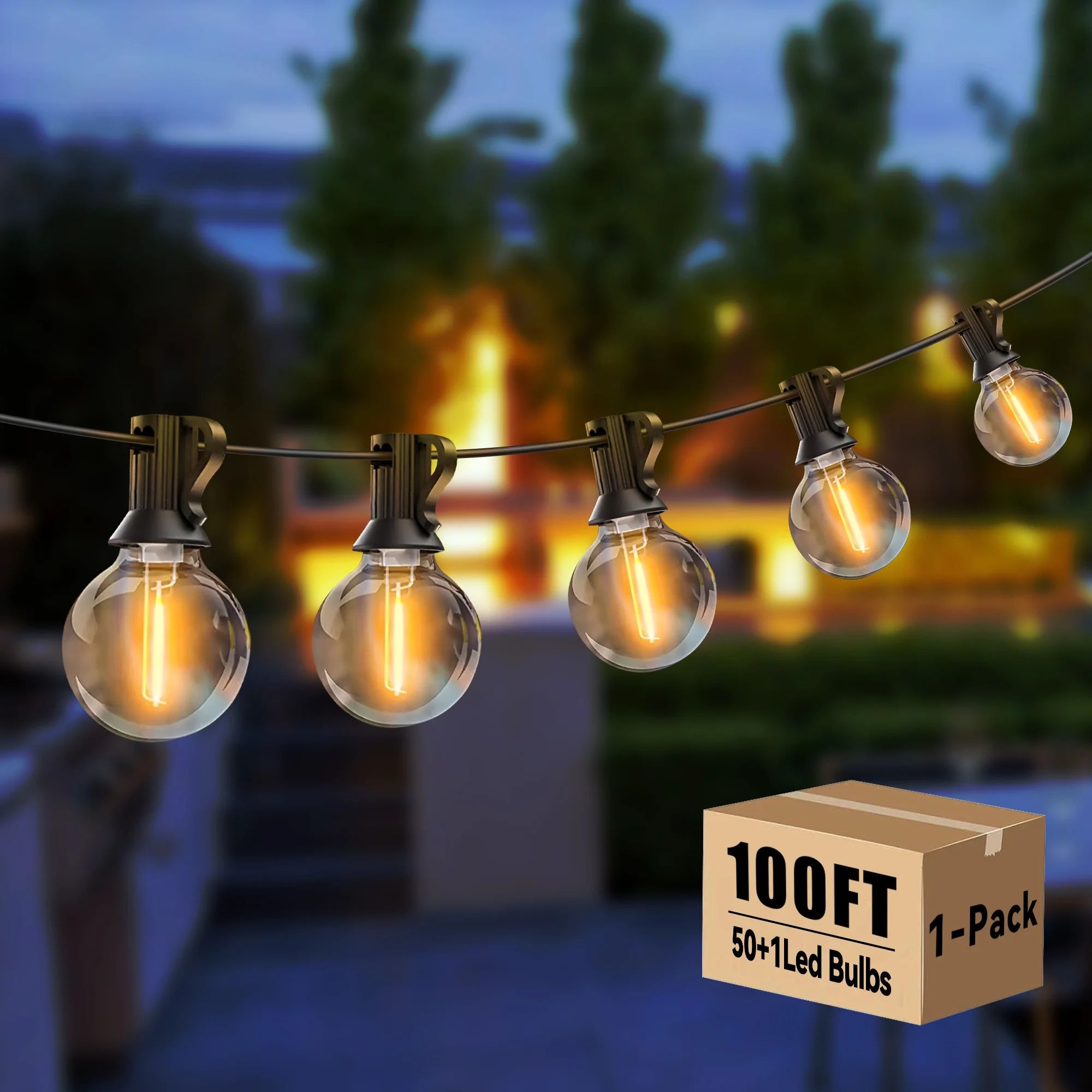 DAYBETTER Outdoor String Lights,100ft,with 50 G40 Edison Vintage Bulbs,Waterproof for Patio Garde... | Walmart (US)
