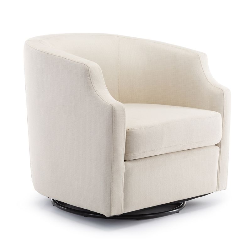 Infinity White Linen Fabric Modern Swivel and Rocker Barrel Chair | Walmart (US)