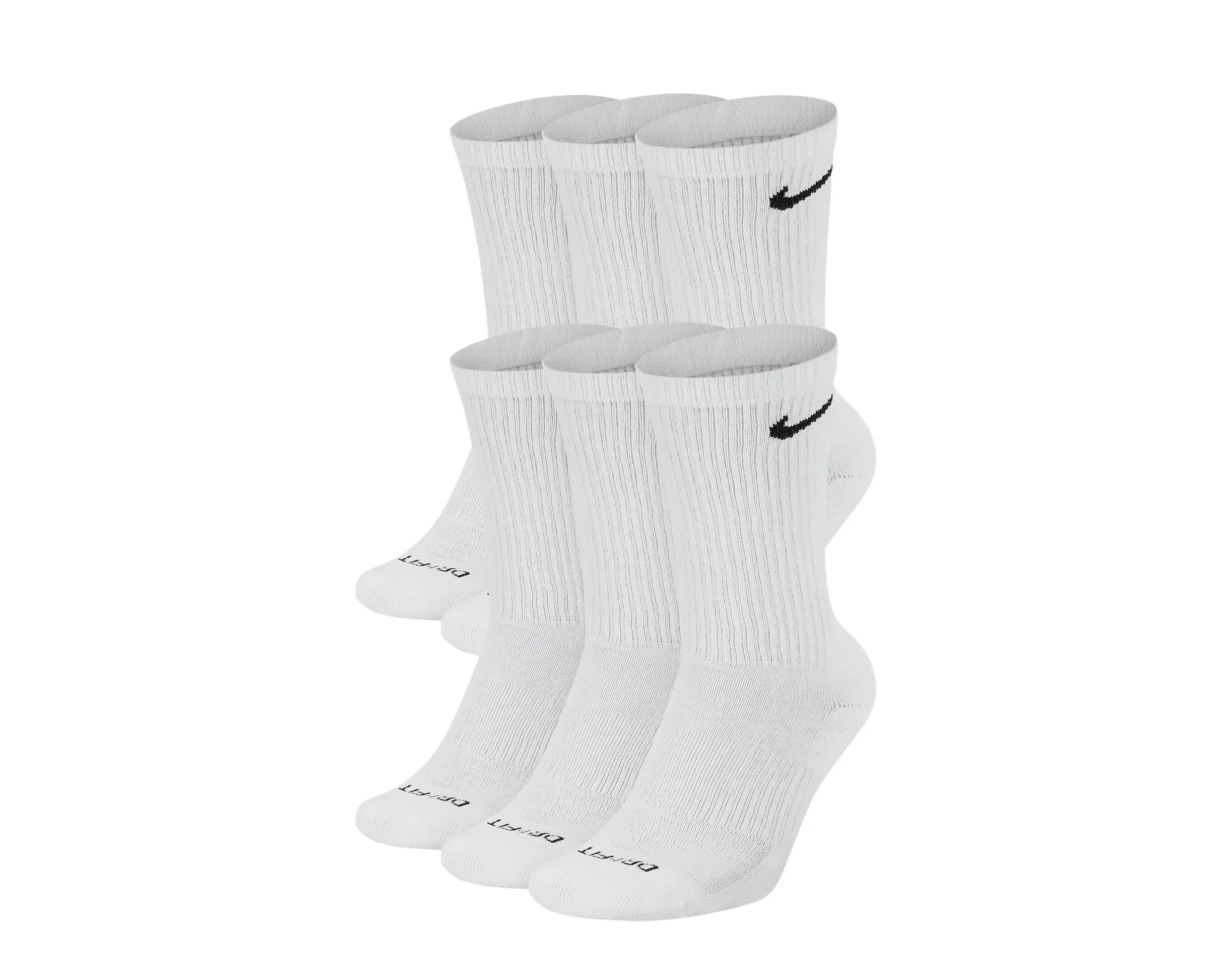 Nike Everyday Plus Cushion Crew White/Black Socks - 6 Pair Pack SX6897-100 - Walmart.com | Walmart (US)