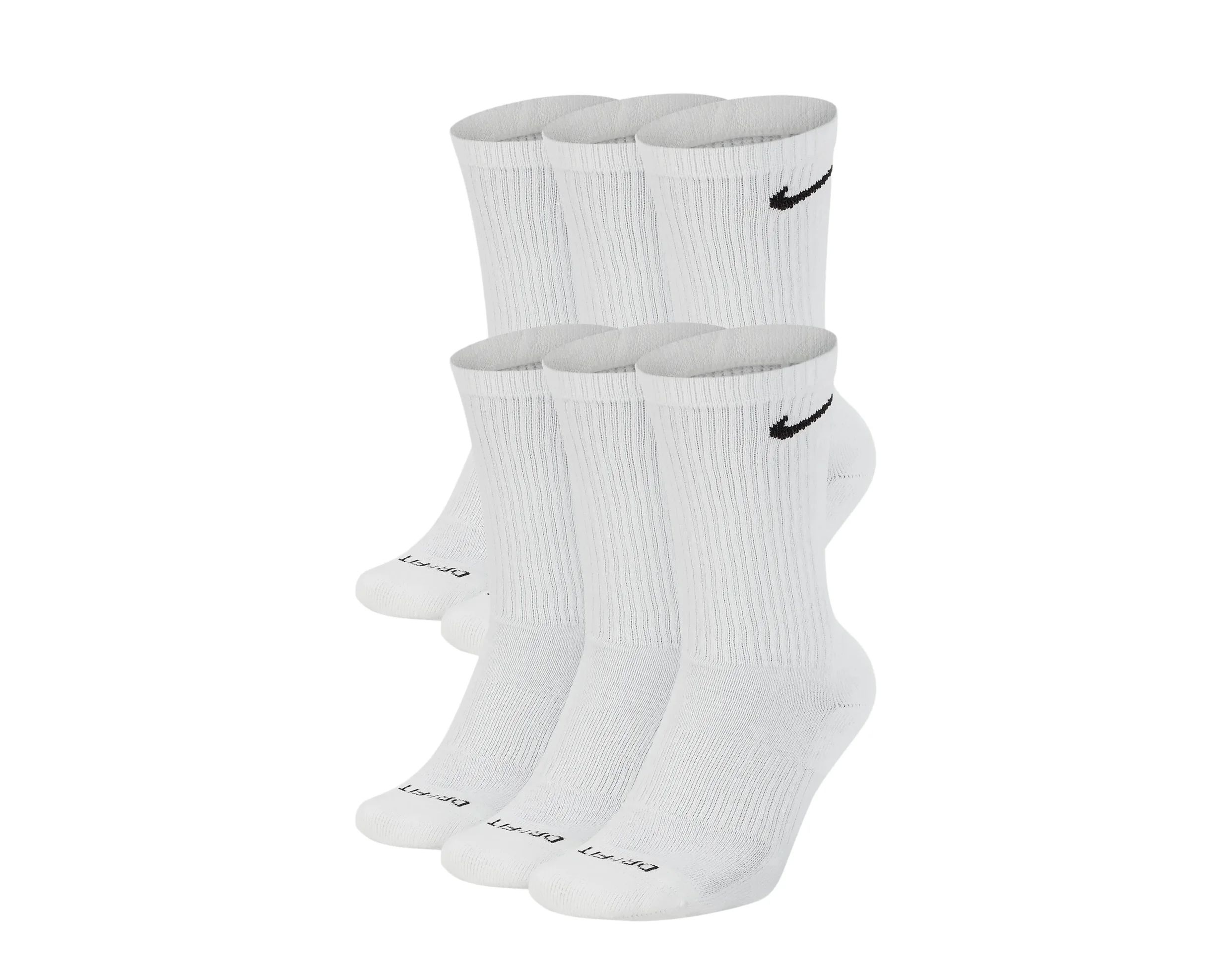 Nike Everyday Plus Cushion Crew White/Black Socks - 6 Pair Pack SX6897-100 - Walmart.com | Walmart (US)