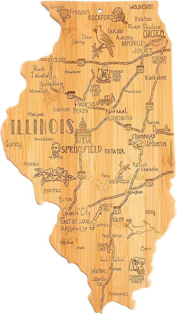Totally Bamboo Destination Illinois State Shaped Serving and Cutting Board, Includes Hang Tie for... | Amazon (US)