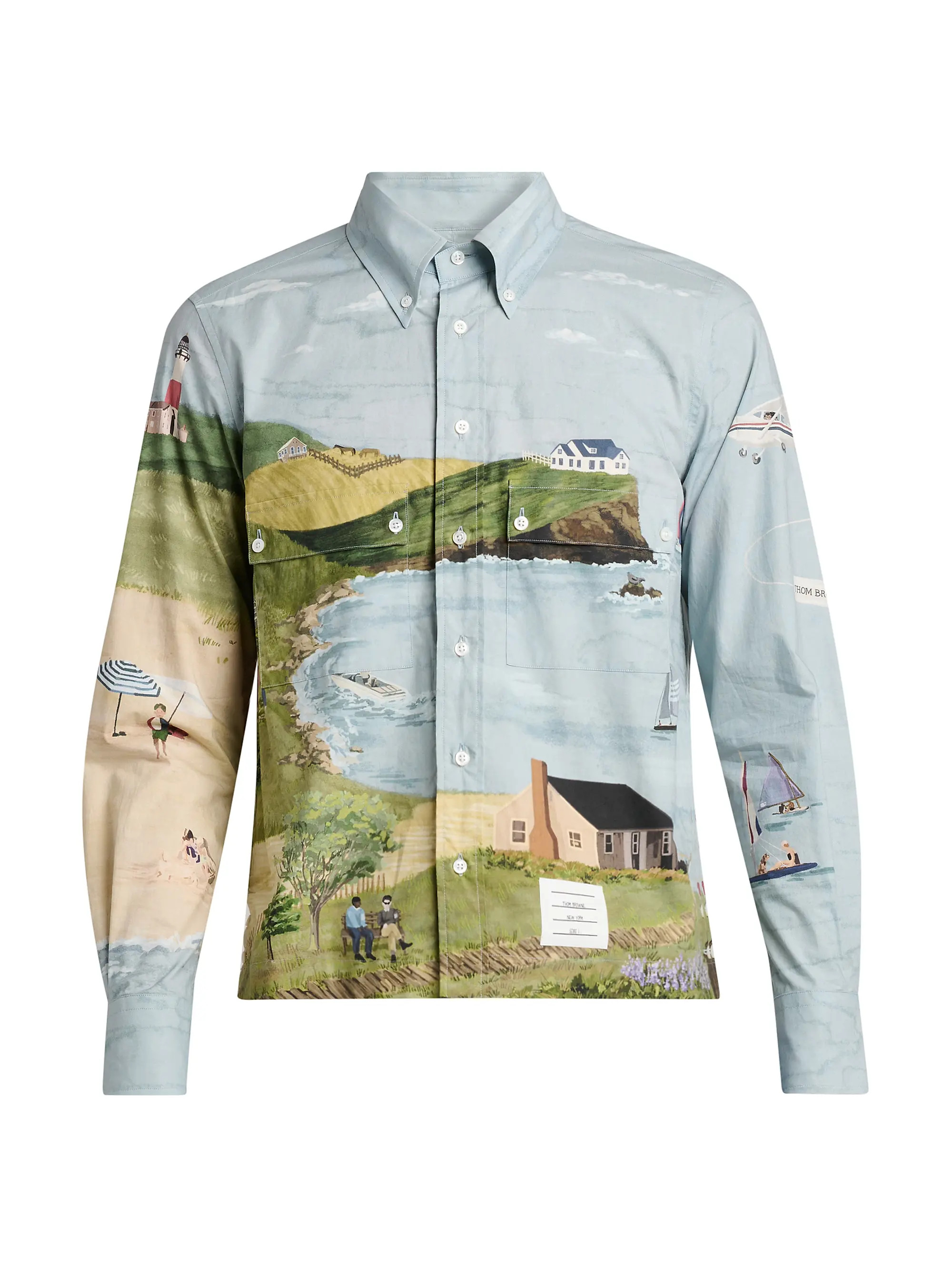 Thom Browne Nantucket Scenic Poplin Utility Shirt | Saks Fifth Avenue | Saks Fifth Avenue
