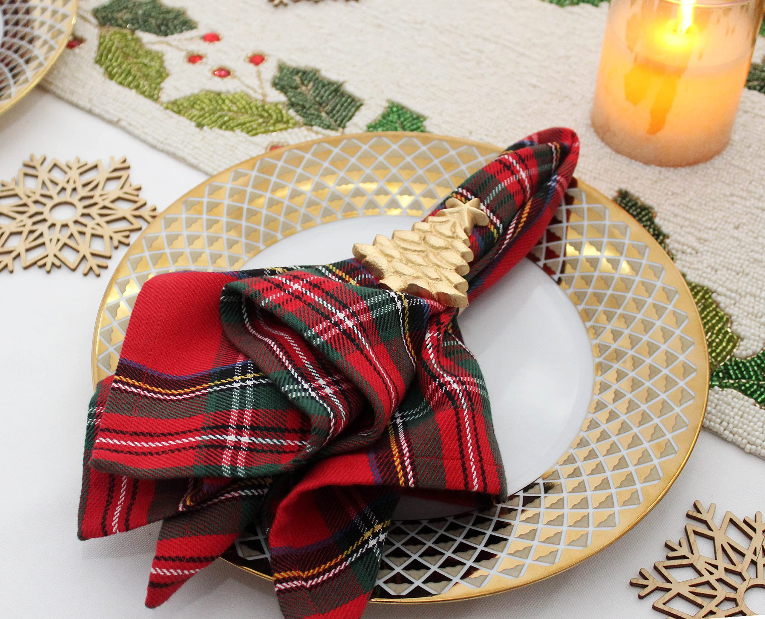 COTTON CRAFT Christmas Tree Napkin Rings - 8 Pack - Merry Xmas Hallelujah Holiday Dining Table Ha... | Amazon (US)