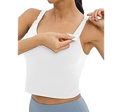 Foucome Womens Nursing Bras for Breastfeeding Maternity Tank Tops Crop Top with Built in Bra Long... | Amazon (US)