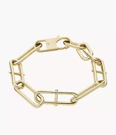 Heritage D-Link Gold-Tone Stainless Steel Chain Bracelet | Fossil (US)