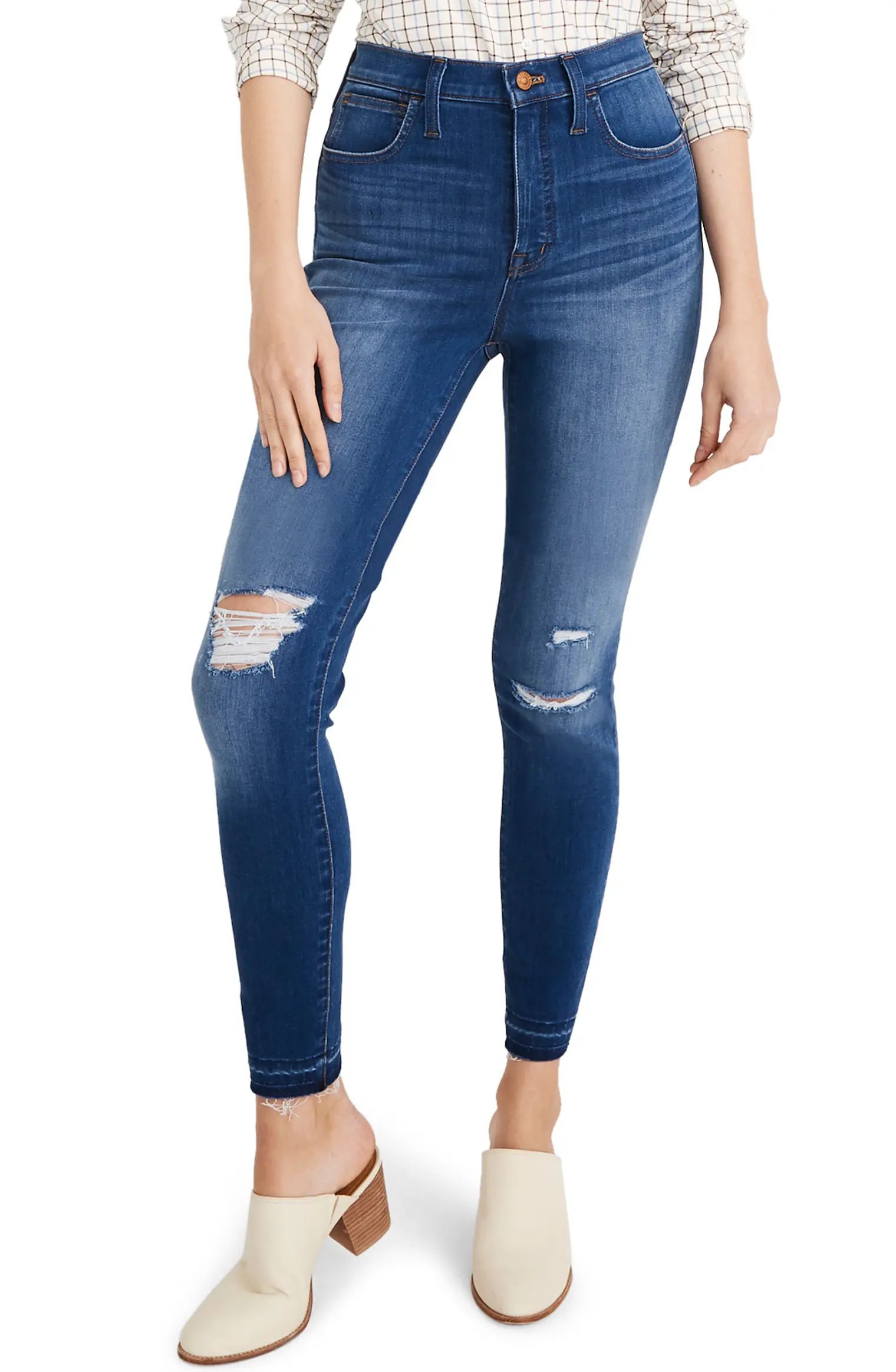 Ripped 10-Inch High Waist Crop Skinny Jeans | Nordstrom
