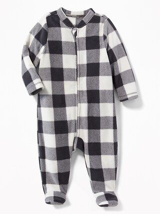 Old Navy Baby Patterned Performance Fleece Footed One-Piece For Baby Charcoal Buffalo Plaid Size 0-3 M | Old Navy US