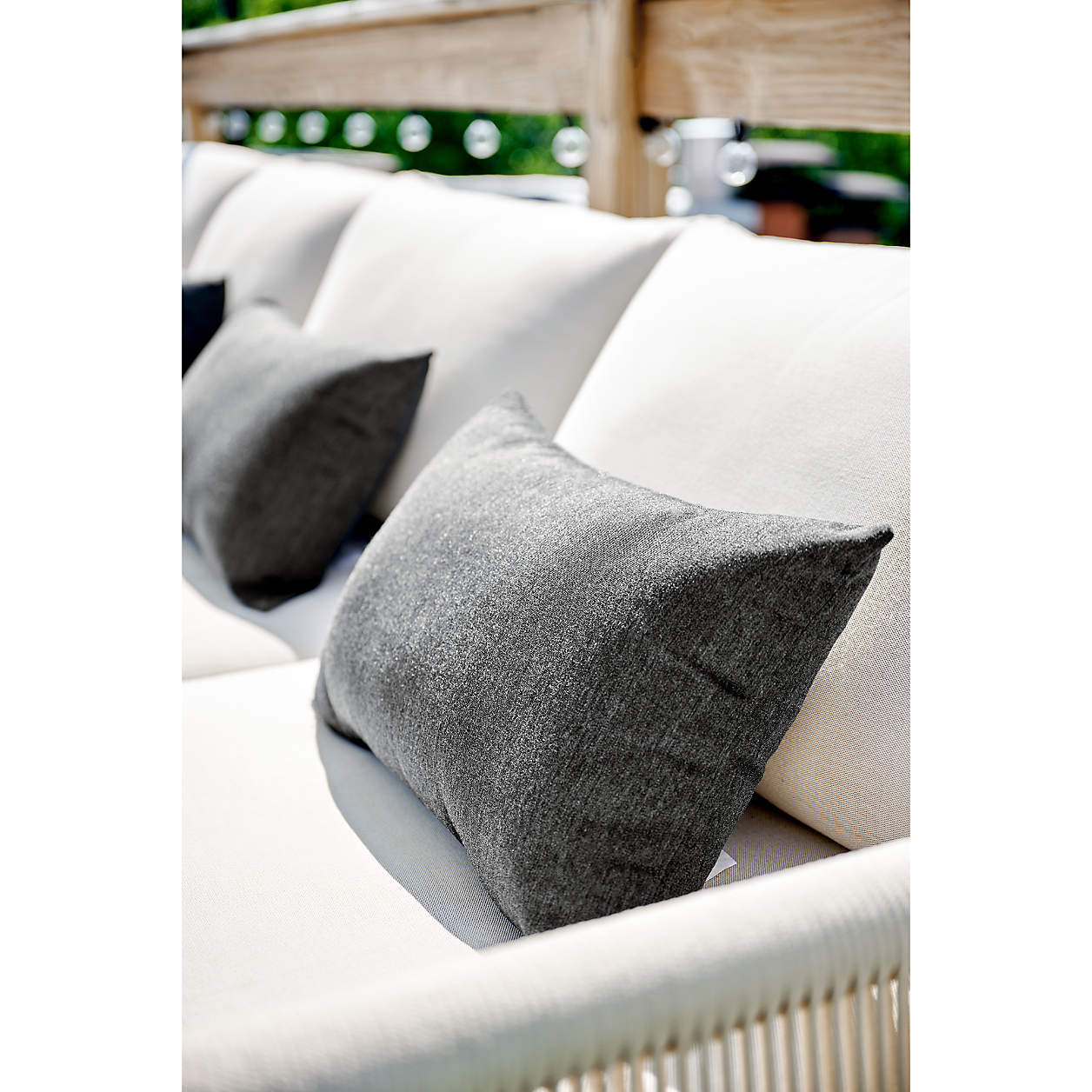 Sunbrella Charcoal Outdoor Lumbar Pillow + Reviews | Crate & Barrel | Crate & Barrel