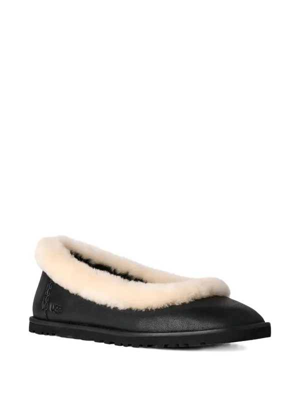 UGG Fur Trim Ballerina Shoes | Black | FARFETCH | Farfetch Global