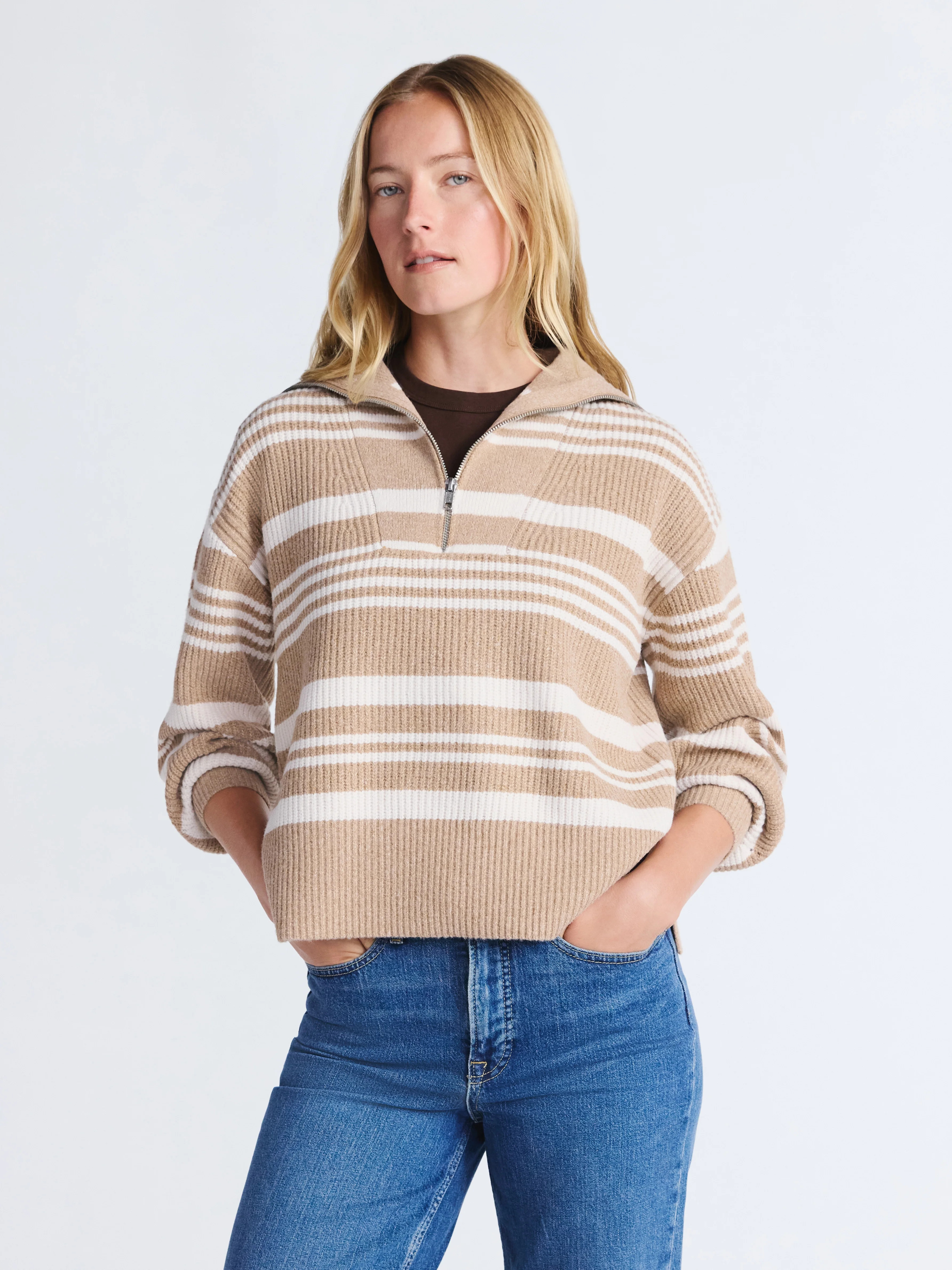 Free Assembly Women's and Women's Plus Half Zip Sweater with Long Sleeves, Midweight, Sizes XS-4X... | Walmart (US)