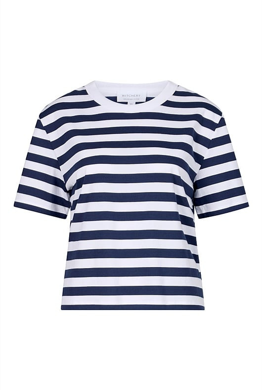 Stripe Cotton Crop Short Sleeve Tee | Witchery (AU)