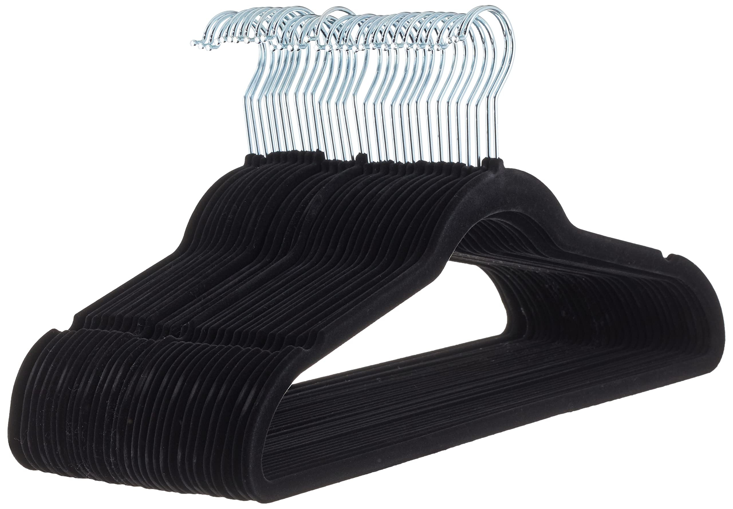 Amazon Basics Slim Velvet Non-Slip Suit Hangers - 30-Pack, Black/Silver | Amazon (UK)