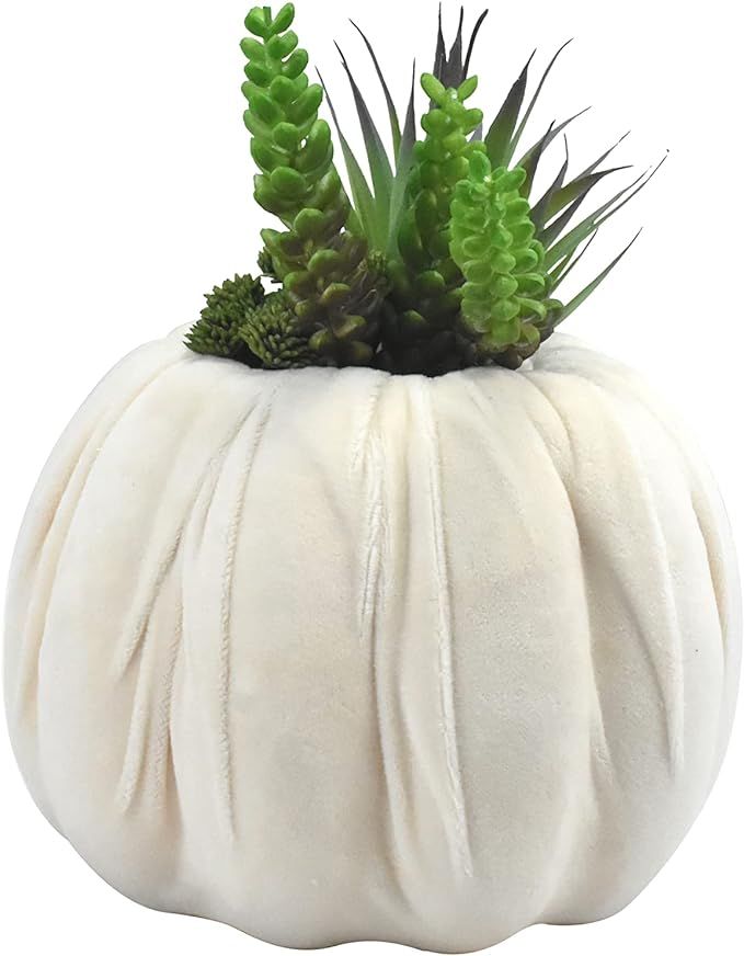 ZHVOO Artificial Plants White 8 Inches Large Pumpkin Multi-Element Pumpkin Rustic Decorations for... | Amazon (US)