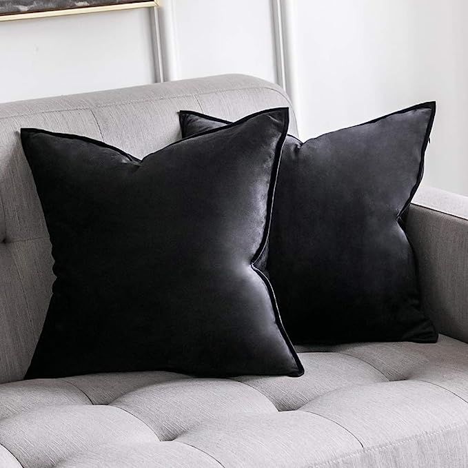 MIULEE Pack of 2 Decorative Velvet Throw Pillow Cover Soft Pillowcase Solid Square Cushion Case f... | Amazon (US)