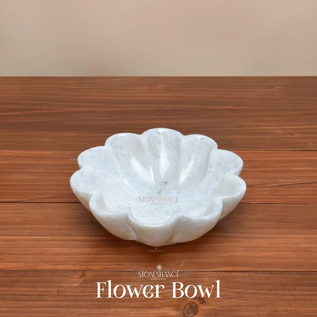 Marble Bowl, Decorative Bowl, Handcrafted Bowl, Ruffle Bowl, Flower Bowl, Home Decor, Scallop Bow... | Etsy (US)