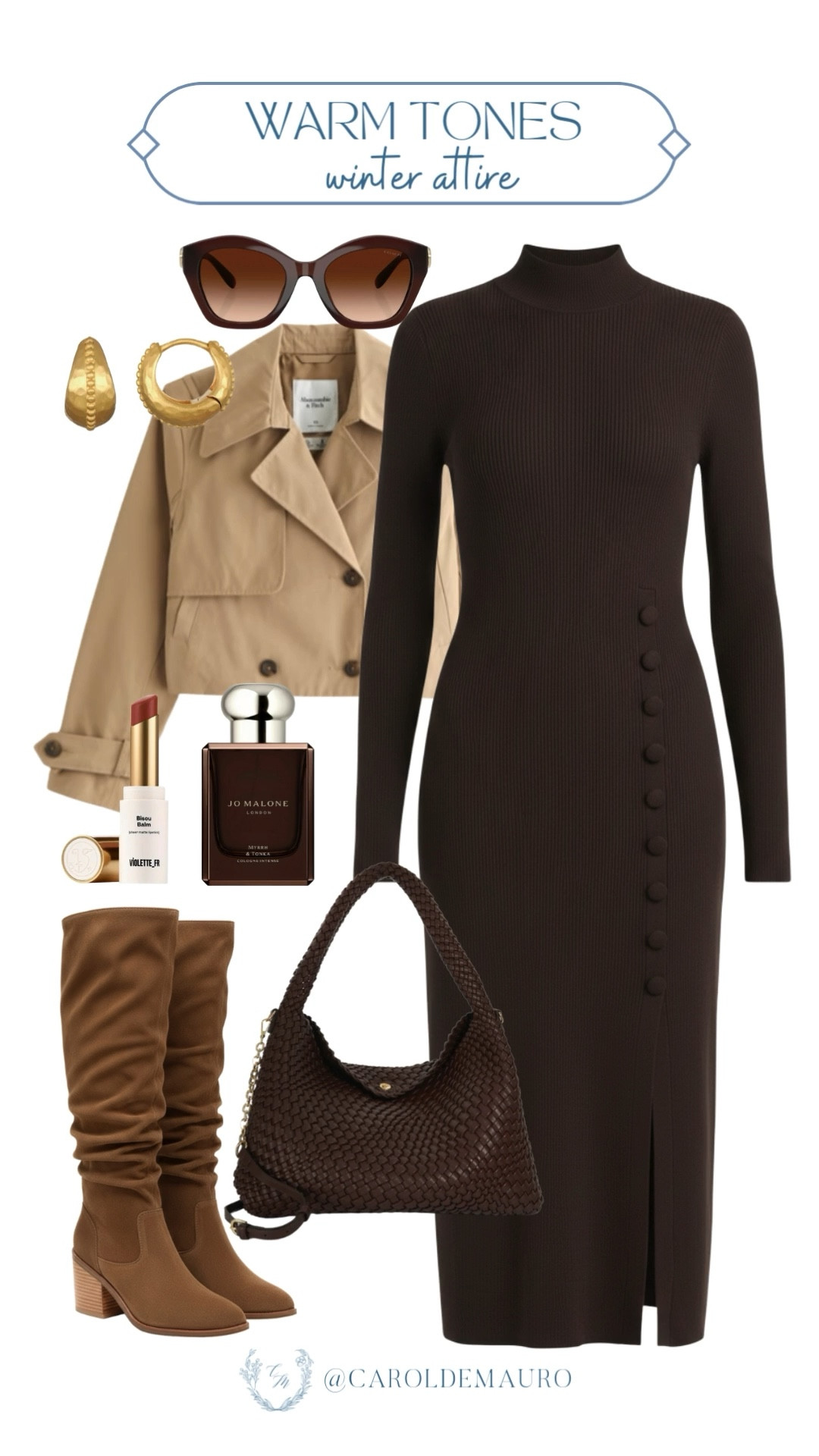 Obsessed with these warm tones for a winter coffee date or a weekend out! Just throw on some slouchy boots and gold hoops to finish off this easy, chic look with a ribbed knit brown long dress paired with a cropped jacket.

preppy look, fashion trend, outfit inspo, monochromatic style, pinterest vibes, weekend wear, polished outfit, classy style

#LTKBeauty #LTKSeasonal #LTKU