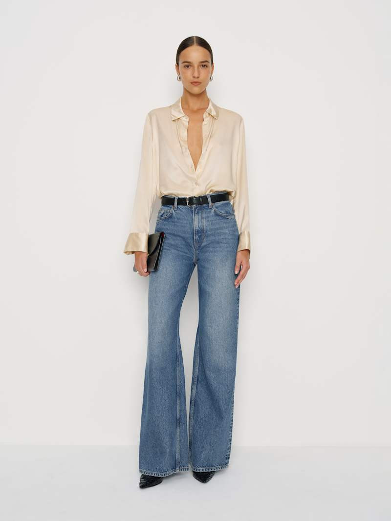 Cary High Rise Slouchy Wide Leg Long Jeans | Reformation (Global)