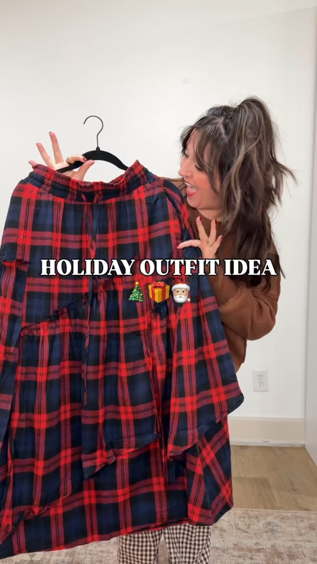 Holiday outfit inspo! Styling plaid flannel skirt! Wearing medium in skirt. Large in long sleeve top! TTS in heels! 5’1 size 8/10.

#LTKPetite #LTKHoliday #LTKootd
