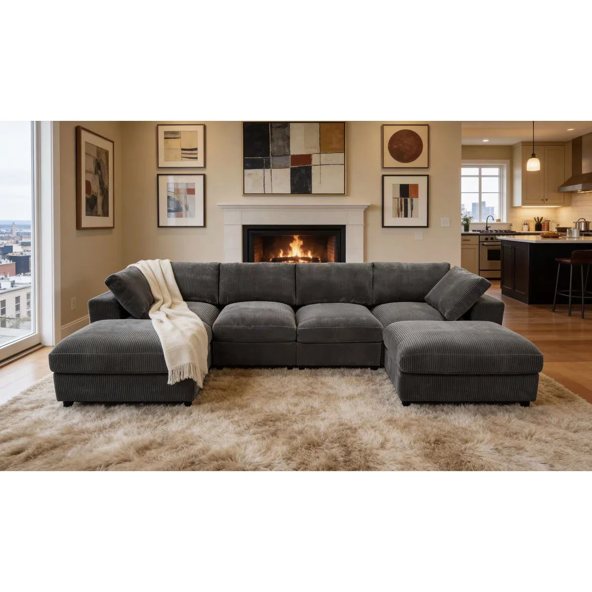 Corduroy U-Shaped Sectional | Wayfair North America