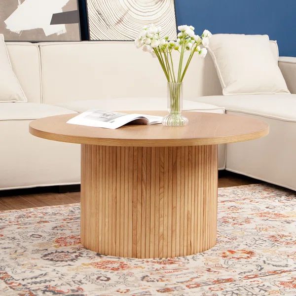Charleily Pedestal Wood Round Coffee Table | Wayfair North America