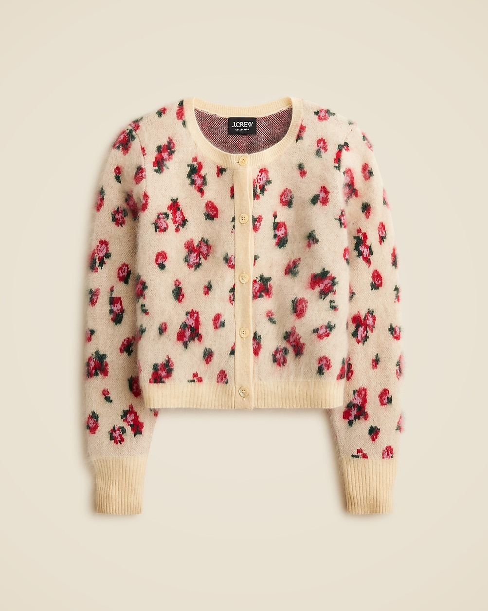 Brushed cashmere cropped cardigan sweater in blurry floral | J. Crew US