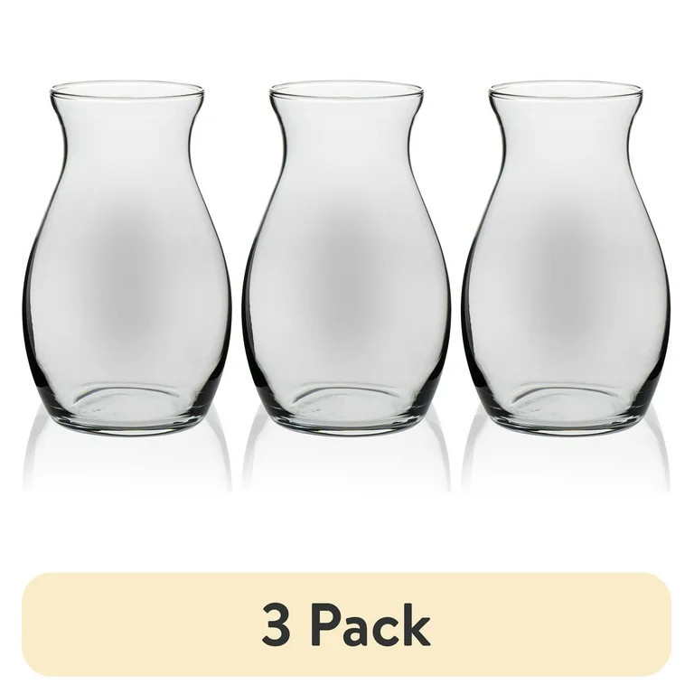 (3 pack) Libbey Clear Glass 7" Pot Belly Floral Vase | Walmart (US)