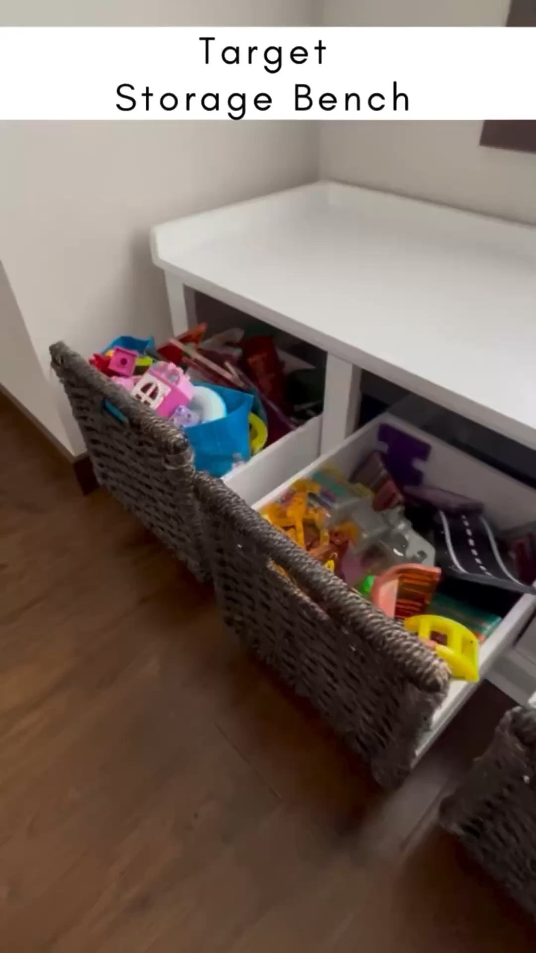 We transformed a weird space into a dream with these benches! Storage and seating combo is 🤌! Perfect for the kiddos and super functional too! #targetfinds #storagebench #toystorage #playroomstorage #shoestorage #entrybench 

#LTKmomlife #LTKHome #LTKKids