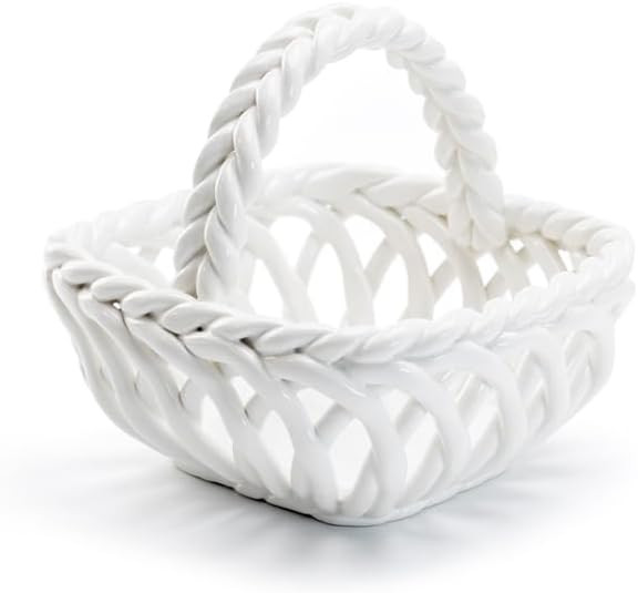 Hand Woven Fine Porcelain Easter Small Basket White, Regular | Amazon (US)